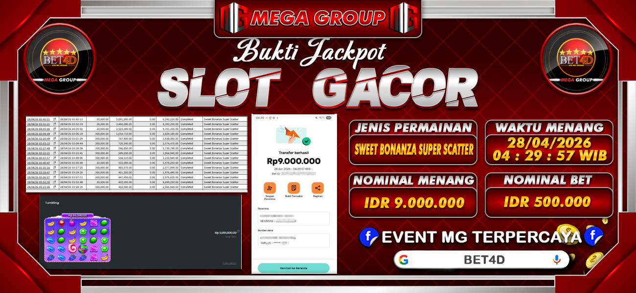 Bukti JP situs Bet4D hari Senin, 27 April 2026