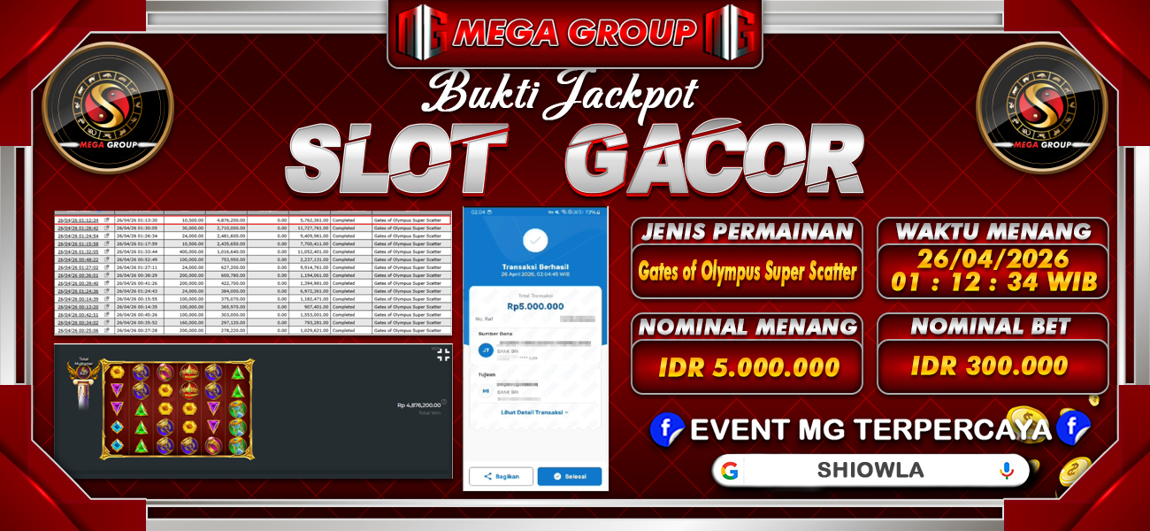 Bukti JP situs Shiowla hari Minggu, 26 April 2026