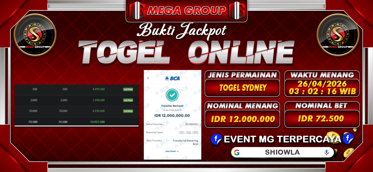 Bukti JP situs Shiowla hari Minggu, 26 April 2026