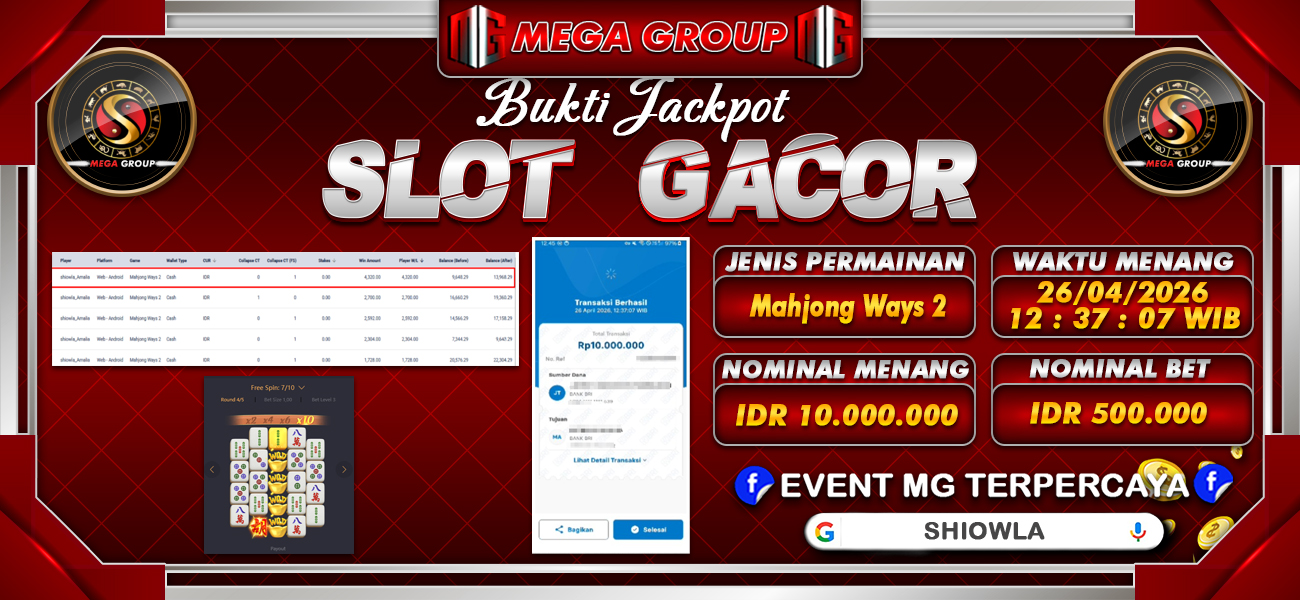 Bukti JP situs Shiowla hari Minggu, 26 April 2026